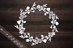 flower wreath paper cutting template svg dxf file Product Image 1
