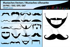 Mustaches svg silhouette / Mustaches beard vector cut files Product Image 1