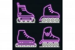 Inline skates icons set vector neon Product Image 1