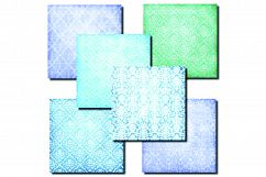 Damask Digital Paper - Blue and Green Shabby Damask Product Image 3