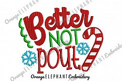 Christmas Better Not Pout Unique Urban Machine Embroidery Design digital File Product Image 1