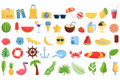 Summer party icons set, cartoon style Product Image 1