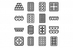 Ice cube trays icons set, outline style Product Image 1