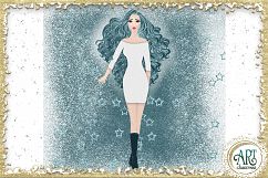 Christmas Snow Queen in Turquoise and Silver 25 PNG images Product Image 7