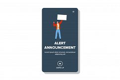 Alert Announcement Banner Hold Young Man Vector Product Image 1