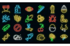 Food allergy icons set vector neon Product Image 1