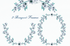 MINT WATERCOLOR FLORAL Clipart Commercial Use Wedding Cherry Blossoms Sakura Branches Flower Bouquets Pretty Floral Wreath Graphics Product Image 3