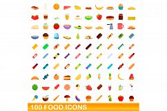 100 food icons set, cartoon style Product Image 1