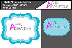 digital frames clipart / light blue label vector cut file SVG / label SVG / frames SVG/ border / printable high quality designs / hand drawn frames Product Image 2