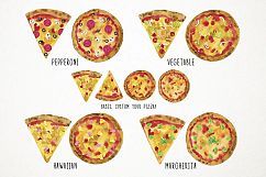 Watercolor Pizza Clipart, Pizza Clip Art, Fast Food Clipart Product Image 3