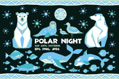 Polar night. Vector clip arts and seamless patterns in ethnic style. Product Image 1