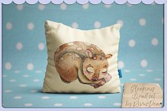 Cute sleeping baby animals watercolor clipart kit Product Image 3