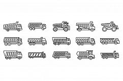 Tipper hopper icons set, outline style Product Image 1