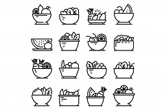 Fruit salad icons set, outline style Product Image 1