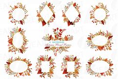 Autumn frames watercolor clip art pack, fall design borders Product Image 1