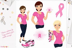 Woman breast cancer character clip art (L281 Vivian) Product Image 1