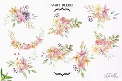 Watercolor Enliven Clipart Bouquets Flowers Purple Pink Product Image 5