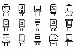 Capacitor icons set, outline style Product Image 1