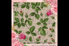 16 Flower and Burlap Digital Papers, Leaf, Floral, Natural Product Image 4
