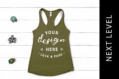 Military Green Next Level 1533 Tank Top Mockup Vest Flat Lay Product Image 1