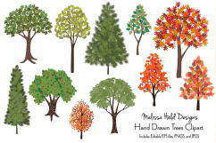 Hand Drawn Seasonal Trees Clipart Product Image 1