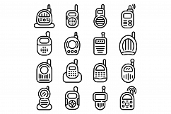 Baby monitor icons set, outline style Product Image 1