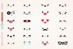 Kawaii expressions clipart emoticons funny expressions clip art png graphics set  for planner stickers, scraps or digital planning. Product Image 1