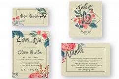 Watercolor flower invitation set Product Image 4