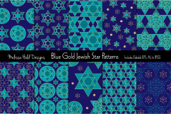 Blue and Gold Jewish Star Patterns Product Image 1
