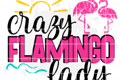 Crazy Flamingo Lady - 2 Flamingos Distressed SVG Product Image 2