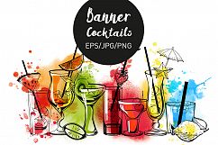 Cocktails. watercolor &amp; vector Product Image 3