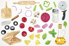 Watercolor Pizza Clipart, Pizza Clip Art, Fast Food Clipart Product Image 2