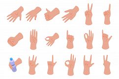 Hand gestures icons set, isometric style Product Image 1