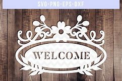 Welcome SVG Cut File, Home Decor Sign Designs, DXF EPS PNG Product Image 1