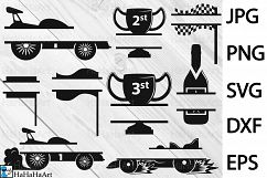 Race Car Split Monogram V1 - Clip art / Cutting Files 85c Product Image 2