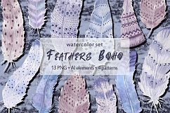 Watercolor feathers Boho Product Image 1