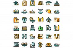 Paper production icons set vector flat Product Image 1