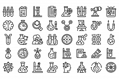 Research scientist icons set, outline style Product Image 1