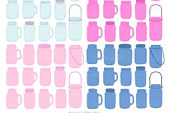 Pink and Navy Mason Jar Wedding Clipart Product Image 3