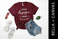 Maroon Bella Canvas 3001 T Shirt Mockup Photo Mockup Product Image 1