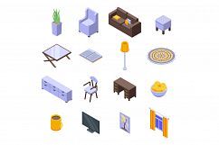 Cozy home icons set, isometric style Product Image 1