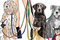 Fashion illustration - Girl with Dogs - Light Skin Product Image 3
