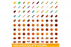 100 chocolate icons set, cartoon style Product Image 1