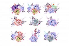 Watercolor Succulents and cactus Wreath &amp; Bouquets Product Image 2