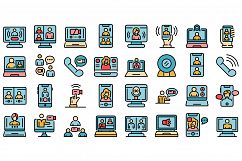 Video call icons set vector flat Product Image 1