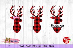 Buffalo Plaid Deer Head svg, for Silhouette Cameo or Cricut. Product Image 1
