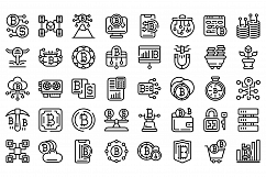 Cryptocurrency icons set, outline style Product Image 1