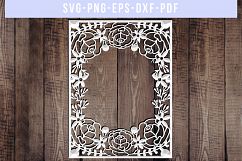 Floral Frame SVG Cut File, Wedding Flower Papercut, DXF, PDF Product Image 1