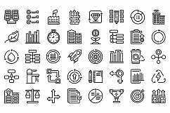 Sustainable development icons set, outline style Product Image 1