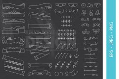 Chalkboard Digital Ribbon Clipart, Design Elements Product Image 1